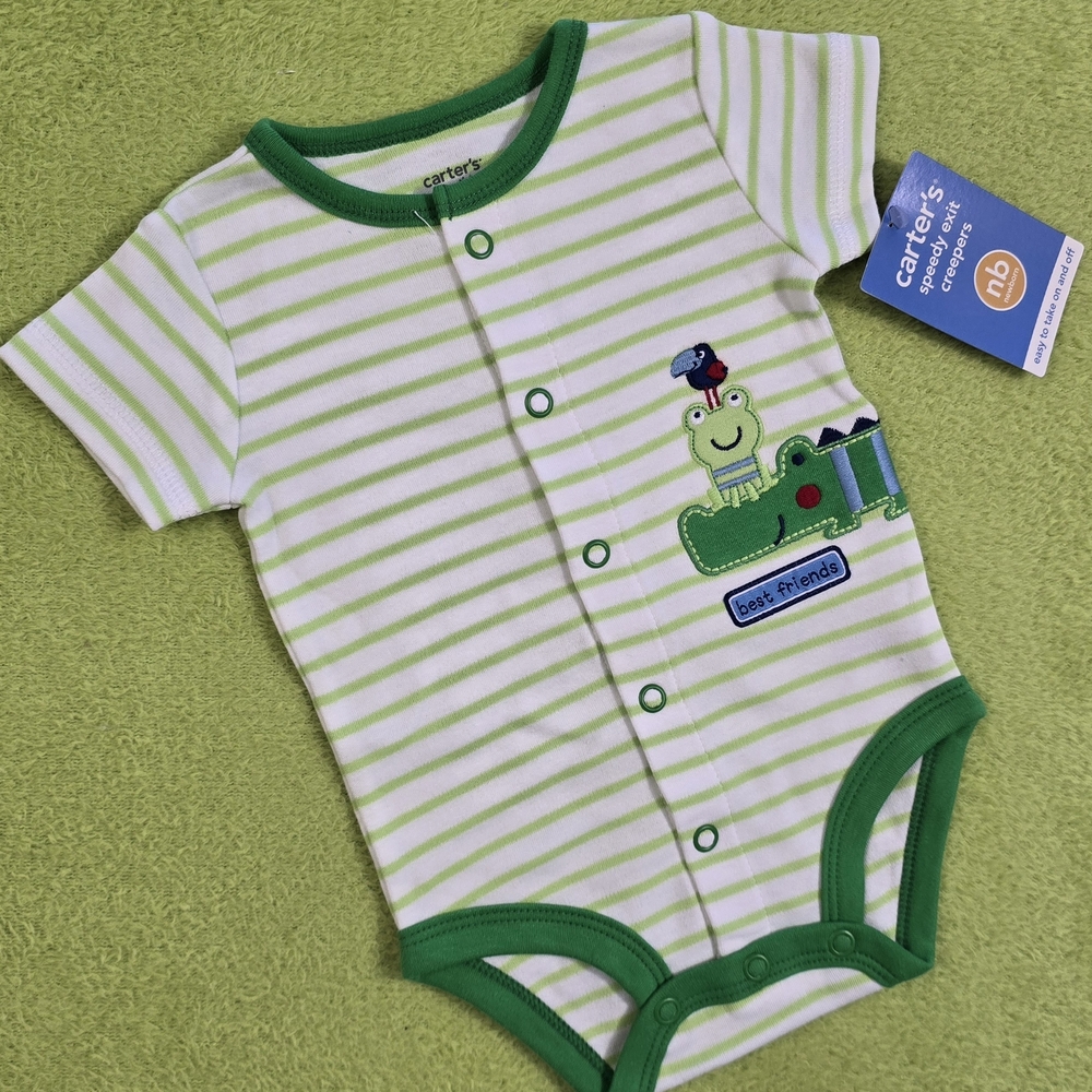 NWT  3-6M  Baby BOYS green CREEPER- ROMPER ALLIGATOR FROG +TOUCAN B-FRIENDS (Q3)